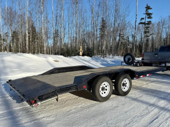 20ft car hauler trailer rental Wasilla Alaska - drive over fender design for easy loading